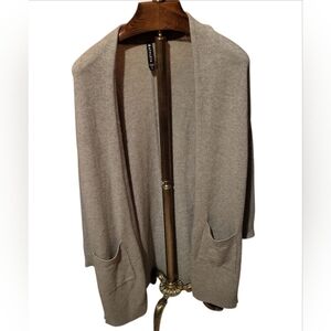 ATHLETA Wool Cashmere Wrap Longline Cardigan Sweater Taupe Camel Size Small
